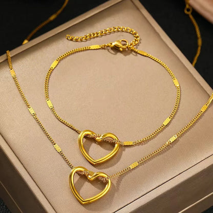 Stainless Steel Jewelry Set Novelty Twisted Heart Light Luxury High-end Sense Jewelry Set For Women Jewelry Anniversary Gift