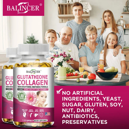 Glutathione Collagen - Whitening and Brightening, Support Skin, Hair and Nail Health, Promote Detoxification and Immune Health