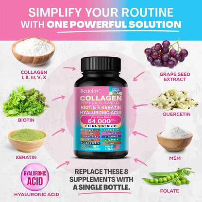 Collagen Capsules Biotin Keratin Skin Care Product Booster Anti Aging Whitening Skin Nail and Hair Care Supplement