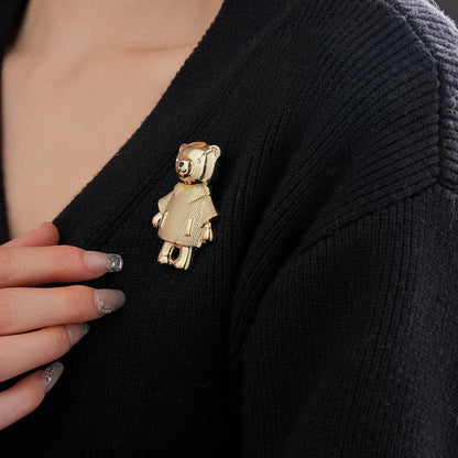 Oil Dripping Teddy Bear Brooch for Women Korean Light Luxury Inlaid Rhinestone Brooches Girl Cute Accessories Gifts Wholesale