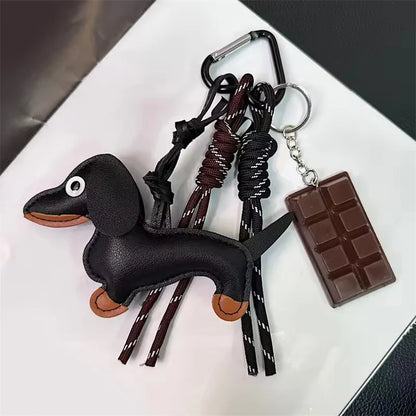 Dachshund Keychain Leather Bag Strap Design Ins Personalized Car Keychain Bag Pendant Miu Purse Sac A Main Femme Handbag Strap