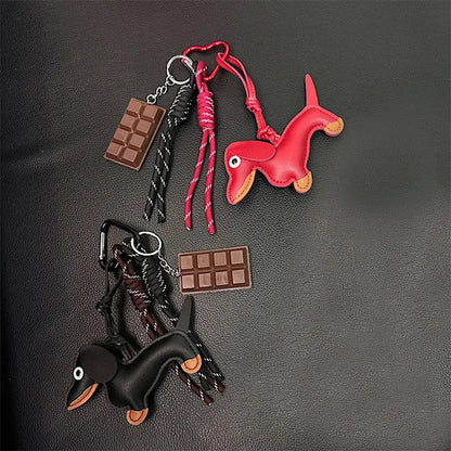 Dachshund Keychain Leather Bag Strap Design Ins Personalized Car Keychain Bag Pendant Miu Purse Sac A Main Femme Handbag Strap