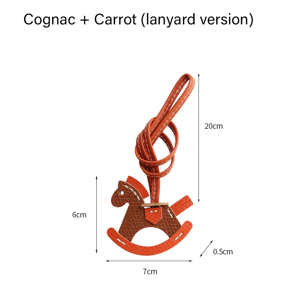 CRAZYSMITH Leather Bag Charms Horse Bag Charm Lanyard Pony Hanging Cute Animal Ornament for Longchamp Bag Gift Bag Accessories