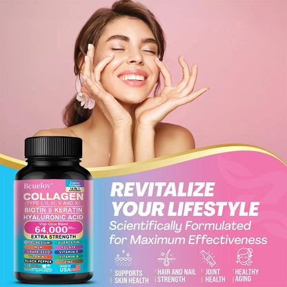 Collagen Capsules Biotin Keratin Skin Care Product Booster Anti Aging Whitening Skin Nail and Hair Care Supplement