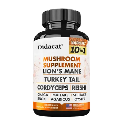 Mushroom Supplement 10x Complex for Mental Clarity, Focus and Memory, Thinking, Immunity, Energy, Brain Health