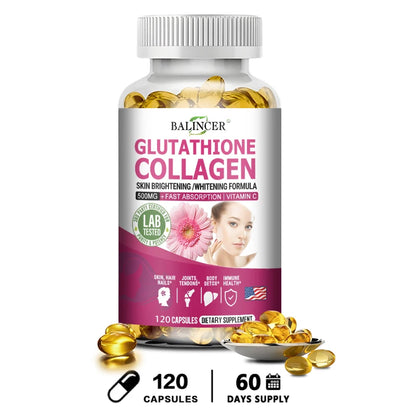 Glutathione Collagen - Whitening and Brightening, Support Skin, Hair and Nail Health, Promote Detoxification and Immune Health