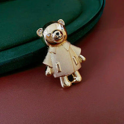 Oil Dripping Teddy Bear Brooch for Women Korean Light Luxury Inlaid Rhinestone Brooches Girl Cute Accessories Gifts Wholesale