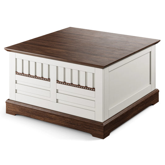 31.5'' Farmhouse Lift Top Coffee Table Rivet Wood Lift Tabletop Dining Tables Large Hidden Storage Compartment for Living Room