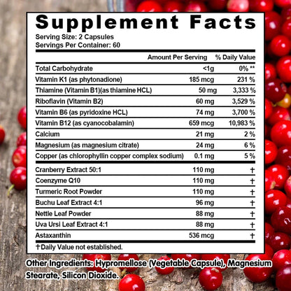 Kidney Cleanse Supplement - With Cranberry Extract to Help Support Kidney and Urinary Tract Health, 120 Capsules