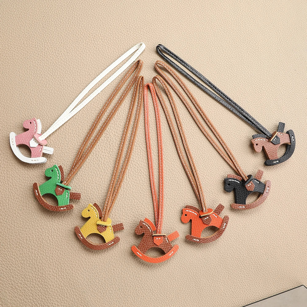 CRAZYSMITH Leather Bag Charms Horse Bag Charm Lanyard Pony Hanging Cute Animal Ornament for Longchamp Bag Gift Bag Accessories