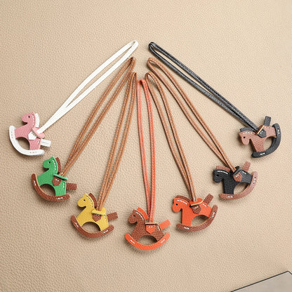 CRAZYSMITH Leather Bag Charms Horse Bag Charm Lanyard Pony Hanging Cute Animal Ornament for Longchamp Bag Gift Bag Accessories
