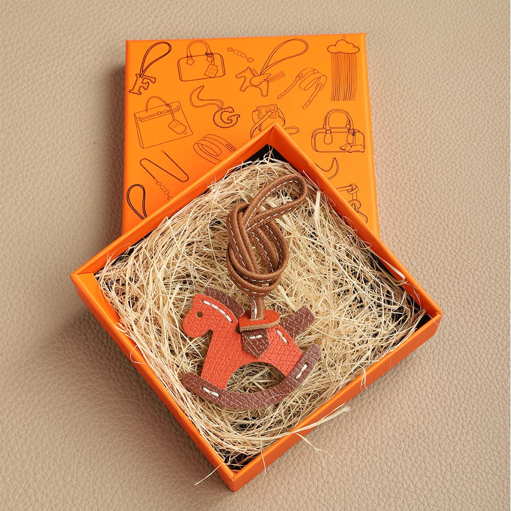 CRAZYSMITH Leather Bag Charms Horse Bag Charm Lanyard Pony Hanging Cute Animal Ornament for Longchamp Bag Gift Bag Accessories