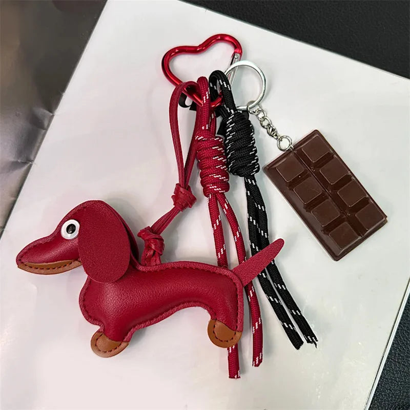 Dachshund Keychain Leather Bag Strap Design Ins Personalized Car Keychain Bag Pendant Miu Purse Sac A Main Femme Handbag Strap