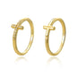 Cross diamond ring 2pcs s exquisite luxury women gold color Crystal zircon