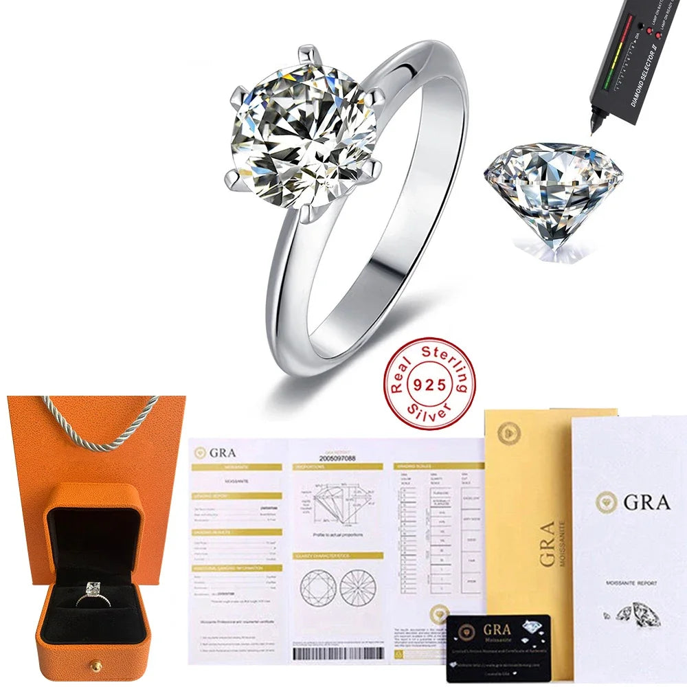 Hot New Luxury 925 Sterling Silver 1-3 Ct Real Moissanite Rings Wholesale