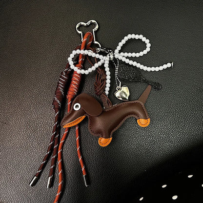 Dachshund Keychain Leather Bag Strap Design Ins Personalized Car Keychain Bag Pendant Miu Purse Sac A Main Femme Handbag Strap