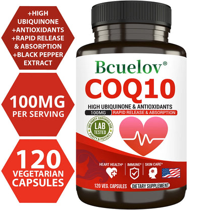 Coenzyme Q-10 Capsules - Natural Antioxidant, 100 Mg CoQ10 Capsules - Cardiovascular Health, Immune Health, Skin Care