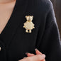 Oil Dripping Teddy Bear Brooch for Women Korean Light Luxury Inlaid Rhinestone Brooches Girl Cute Accessories Gifts Wholesale