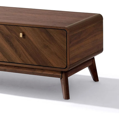 Coffee Table with Storage, 47" Mid Century Modern Coffee Table, Live Edge Coffee Tables for Living Room,Wooden Center Table with