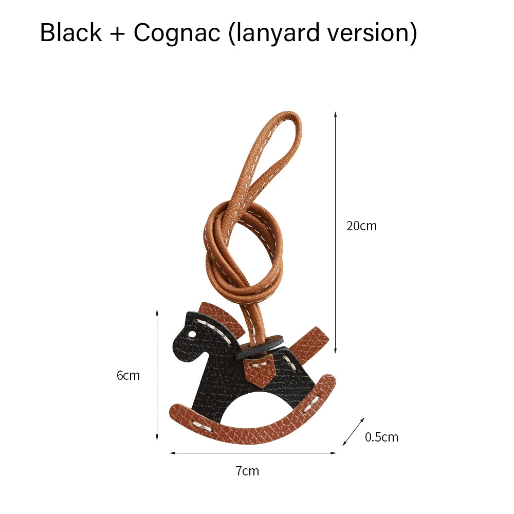 CRAZYSMITH Leather Bag Charms Horse Bag Charm Lanyard Pony Hanging Cute Animal Ornament for Longchamp Bag Gift Bag Accessories