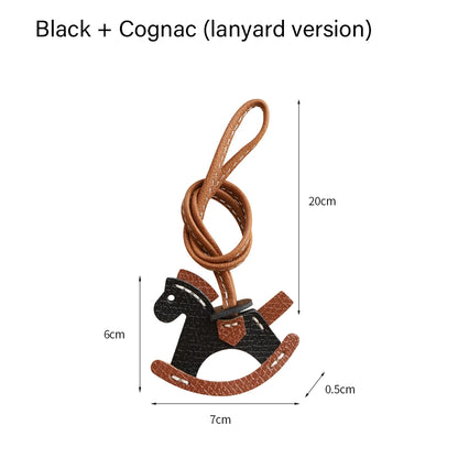 CRAZYSMITH Leather Bag Charms Horse Bag Charm Lanyard Pony Hanging Cute Animal Ornament for Longchamp Bag Gift Bag Accessories