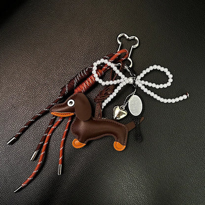 Dachshund Keychain Leather Bag Strap Design Ins Personalized Car Keychain Bag Pendant Miu Purse Sac A Main Femme Handbag Strap