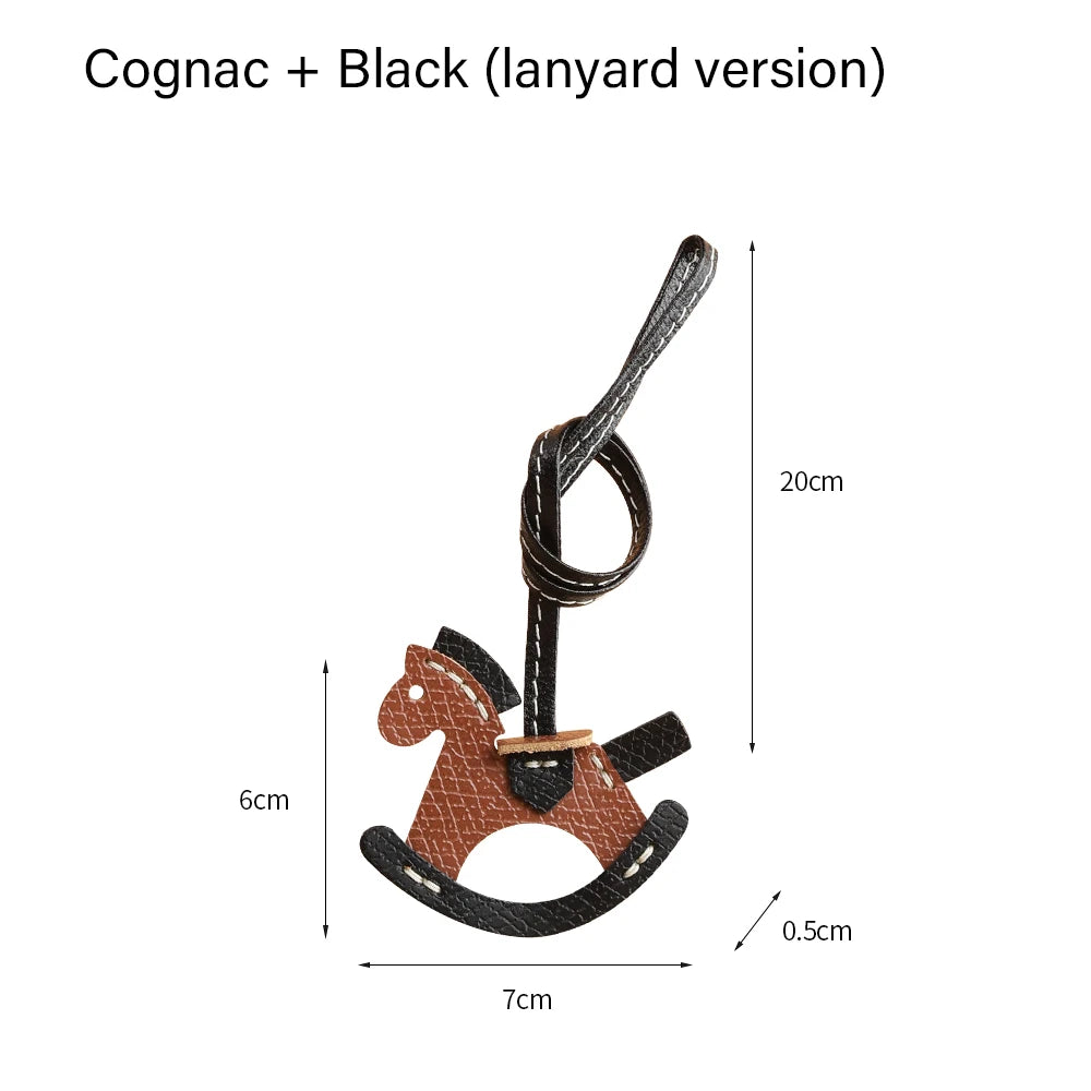 CRAZYSMITH Leather Bag Charms Horse Bag Charm Lanyard Pony Hanging Cute Animal Ornament for Longchamp Bag Gift Bag Accessories